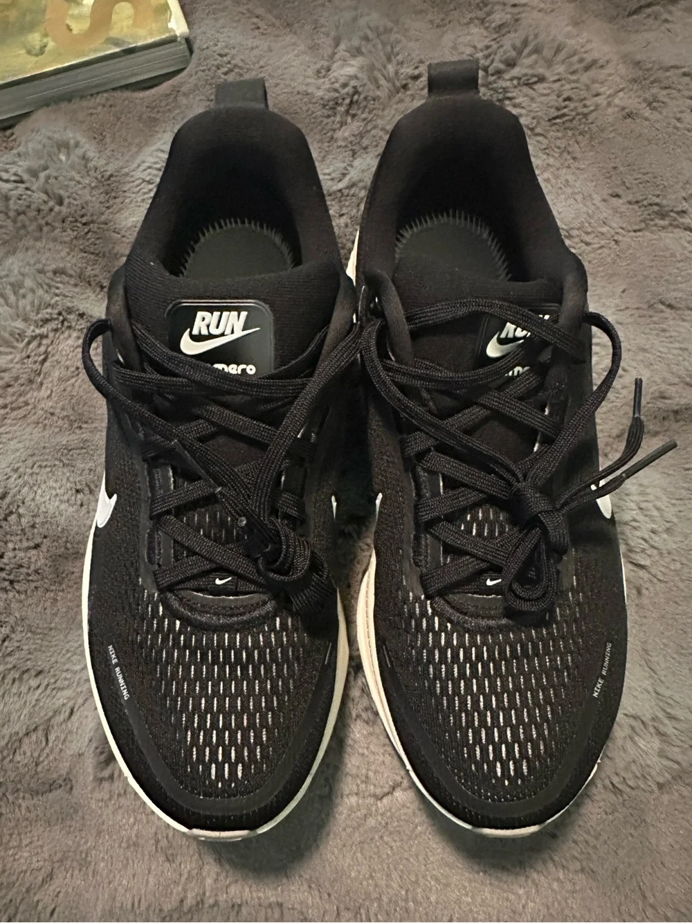 Nike Black and White ZoomX Vomero 18 Running Shoes